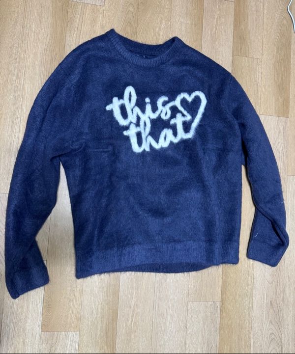 トップス thisisneverthat Heart Logo Knit Sweater Thisisneverthat HEART LOGO KNIT SWEATER Grey Mens Pullover