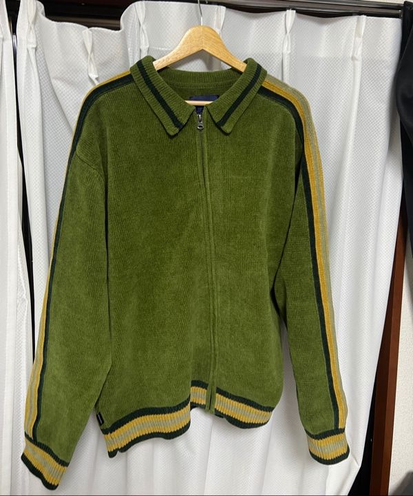 The Zip Front Cardigan. -- Olive Vine Stripe – The Great.