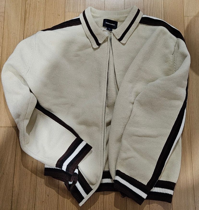 MUSINSA | thisisneverthat® Striped Zip Cardigan Olive