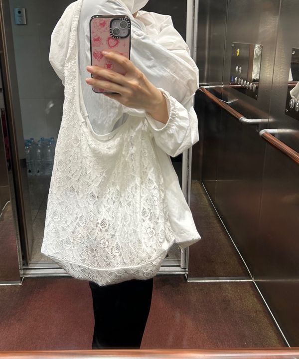 ROLAROLA★大人気★LACE ECO BAG ROLAROLA] LACE ECO BAG WHITE 正規品 韓国ブランド 韓国通販
