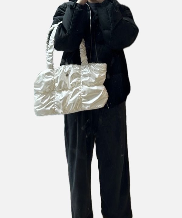 MUSINSA | HEEARI Rosie shirring padded shoulder bag_ivory