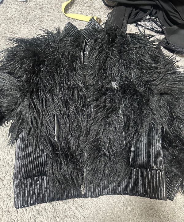 MUSINSA公式 | SCULPTOR Faux Mongolian Shearling Jacket Black