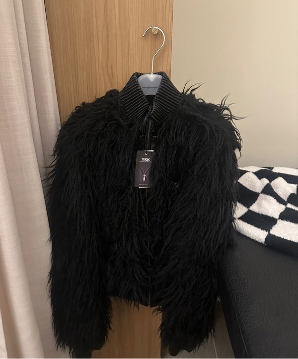 MUSINSA | SCULPTOR Faux Mongolian Shearling Jacket Black