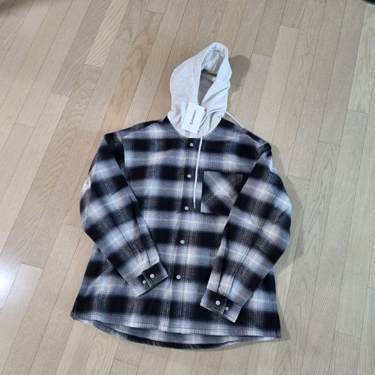パーカー・フーディ COVERNAT Overfit Hoodie Check Shirt 4FT1222 MUSINSA | COVERNAT Overfit Hoodie Check Shirt Black