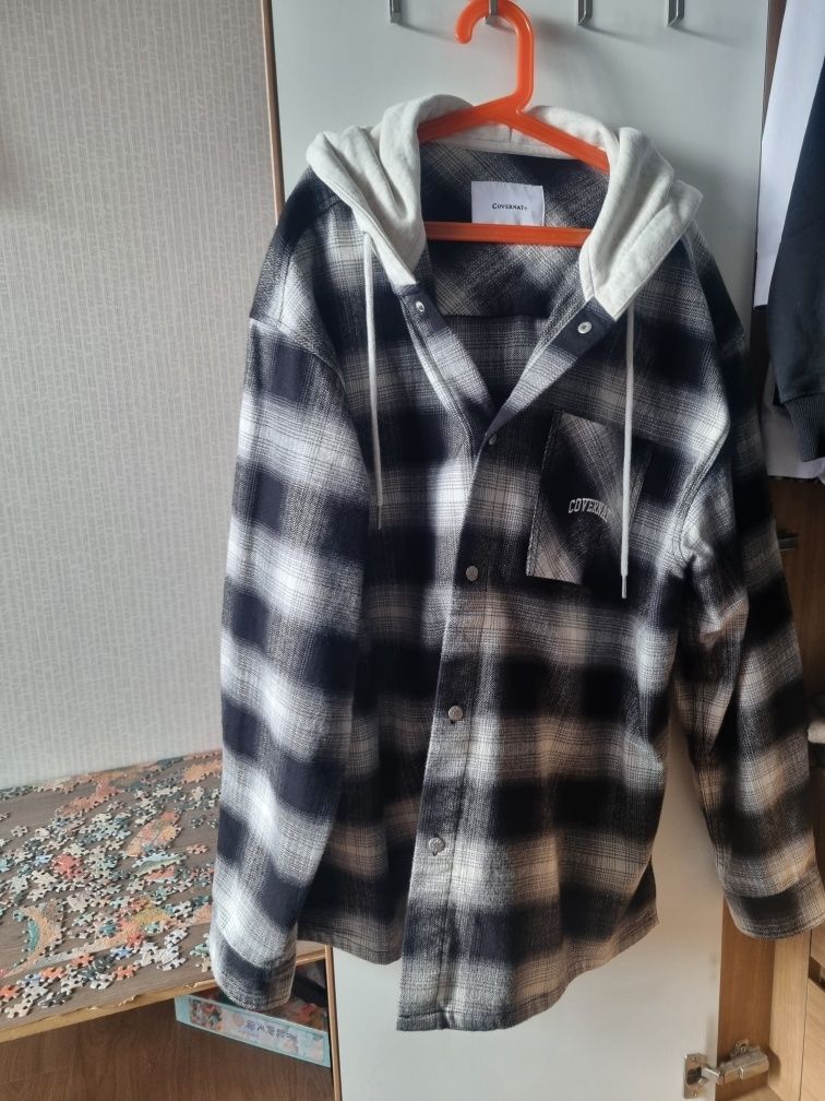 パーカー・フーディ COVERNAT Overfit Hoodie Check Shirt 4FT1222 MUSINSA | COVERNAT Overfit Hoodie Check Shirt Black