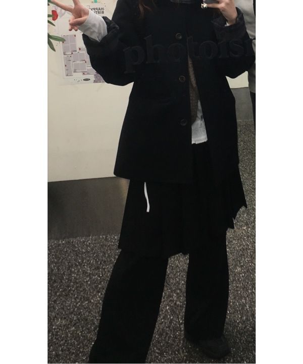 ジャケット・アウター OHESHIO CHECK HALF WOOL COAT BLACK MUSINSA公式 | OHESHIO CHECK HALF WOOL COAT, BLACK