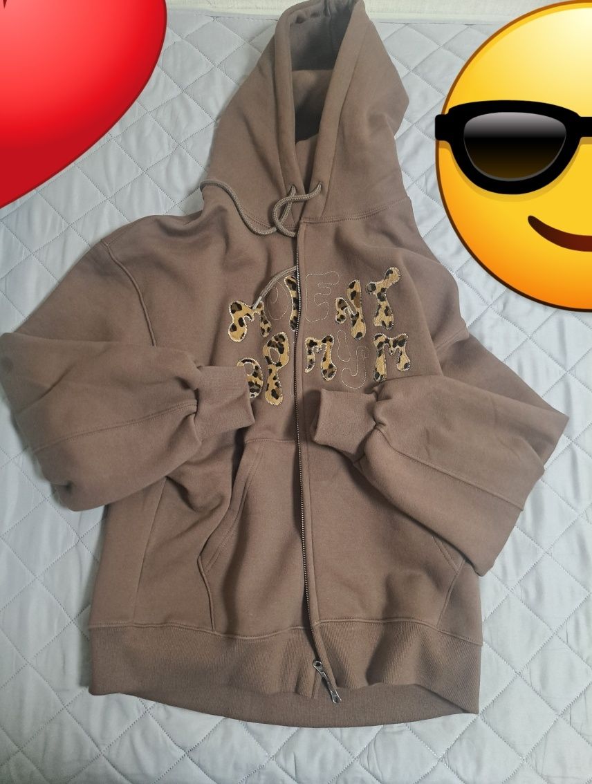【韓国】moo Leopard Applique Hoodie - Brown MUSINSA | MOO Leopard Applique Hoodie - Brown