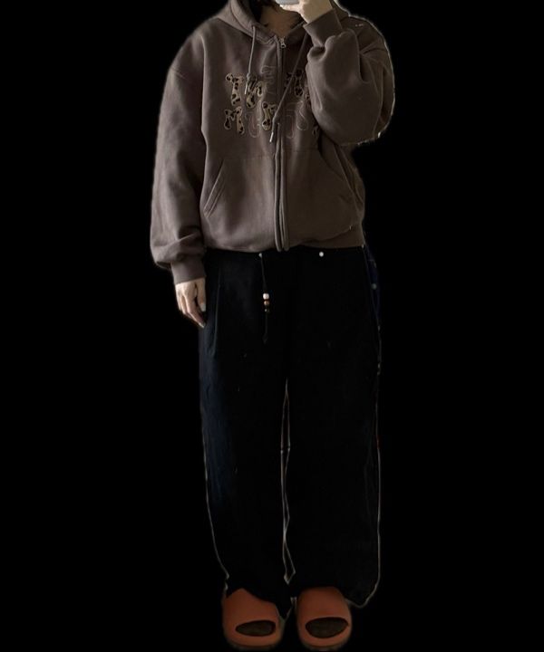 MUSINSA公式 | MOO レオパードアップリケフードジップアップ - ブラウン