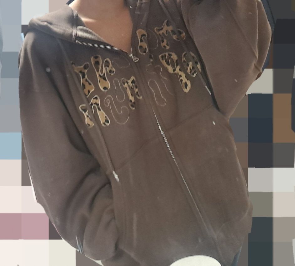 MUSINSA | MOO Leopard Applique Hoodie - Brown