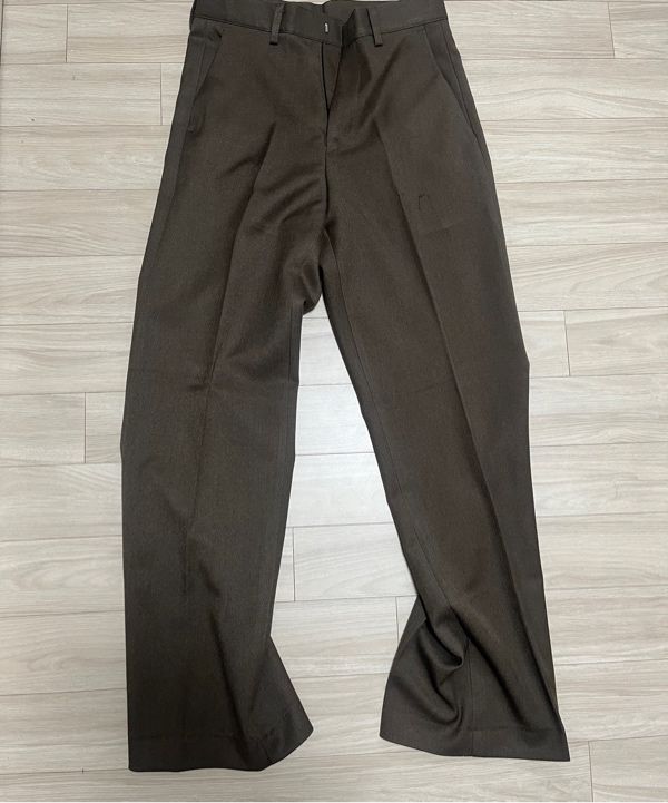 MUSINSA | SIGNATURE Wool Like No Tuck Wide Fit Slacks [Brown]
