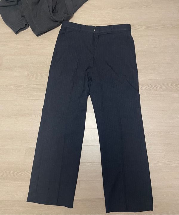 パンツ SIGNATURE Wool Like No-Tuck Wide Fit Slacks Navy Stripe 24FW MUSINSA | SIGNATURE Wool Like No-Tuck Wide Fit Slacks [Navy