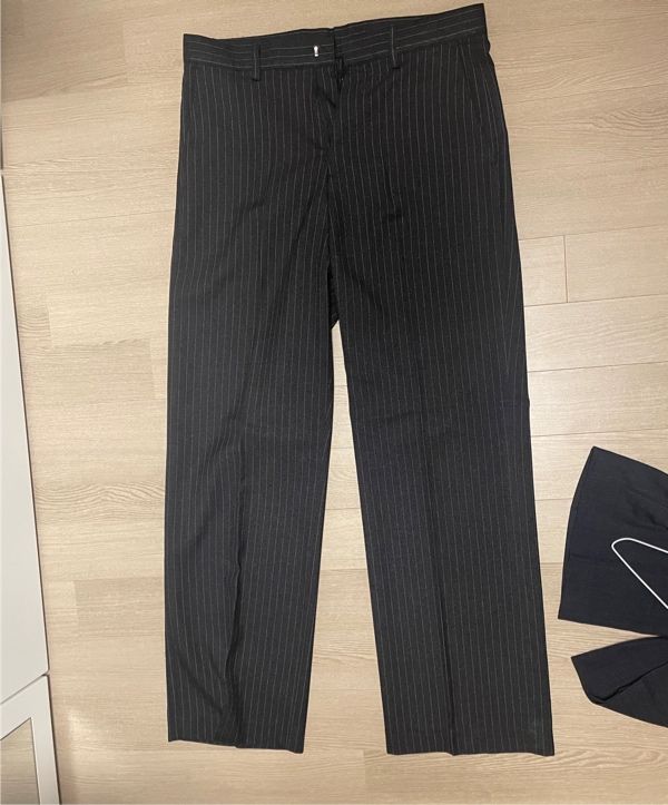 パンツ SIGNATURE Wool Like No-Tuck Wide Fit Slacks Navy Stripe 24FW MUSINSA | SIGNATURE Wool Like No-Tuck Wide Fit Slacks [Navy