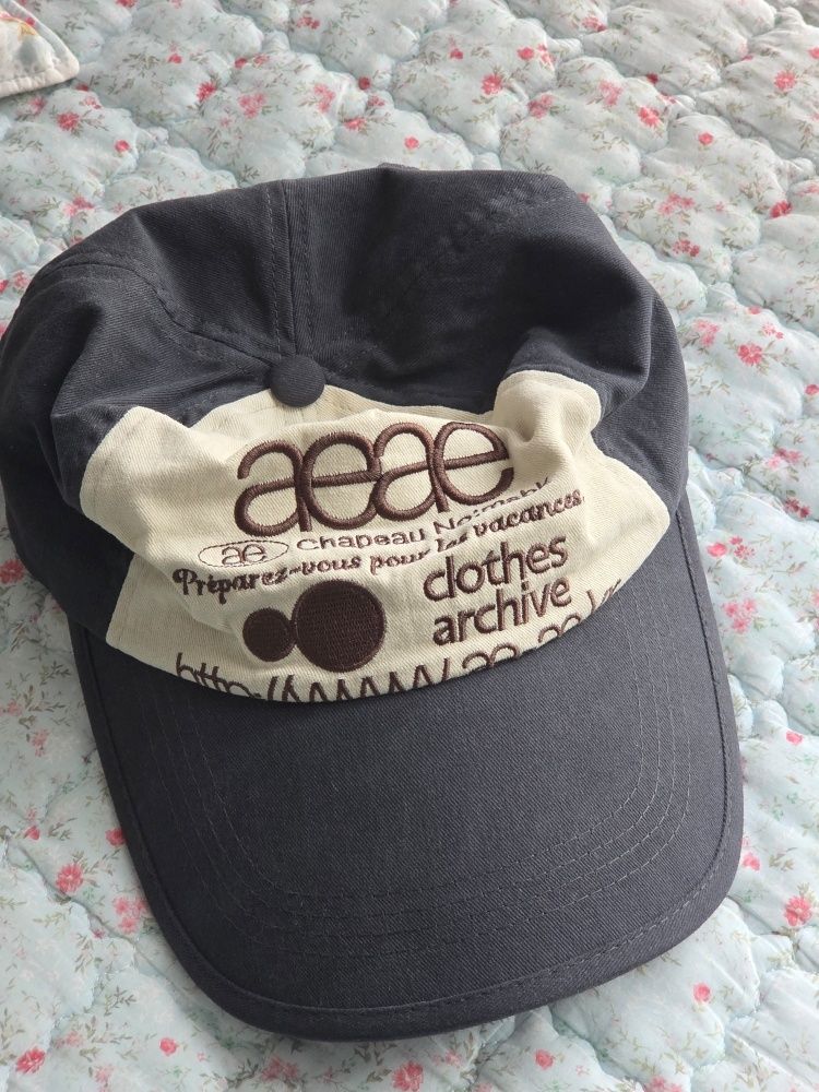 MUSINSA公式 | AEAE WEB LOGO 5 PANNEL BALL CAP [NAVY/IVORY]