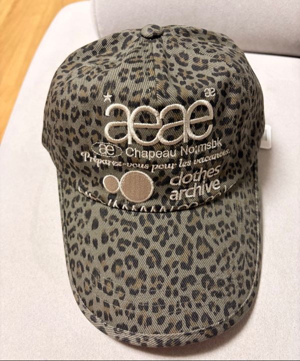 MUSINSA | AEAE WEB LOGO LEOPARD CAP [KHAKI]