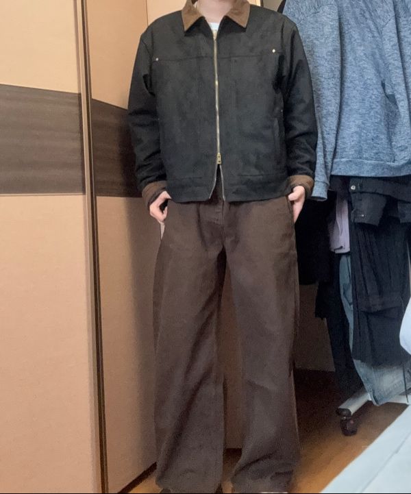 MUSINSA | TRILLION Corduroy Collar Suede Zip-Up Work Jacket