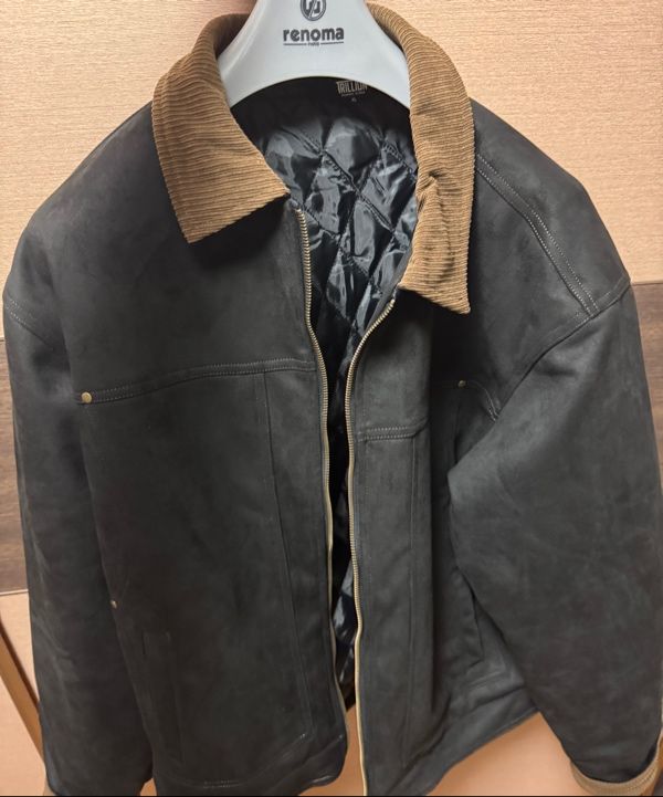 MUSINSA | TRILLION Corduroy Collar Suede Zip-Up Work Jacket