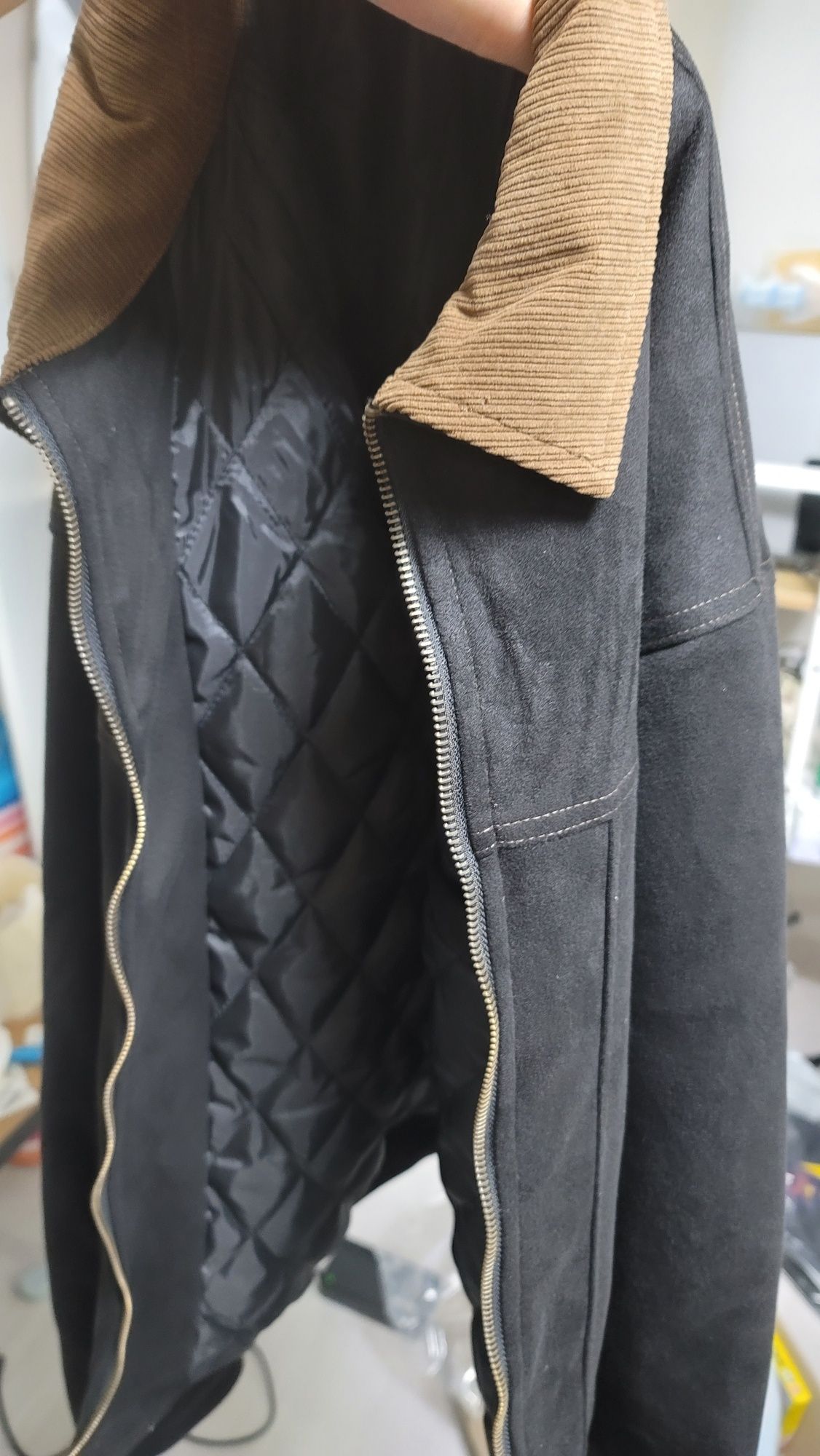 MUSINSA | TRILLION Corduroy Collar Suede Zip-Up Work Jacket