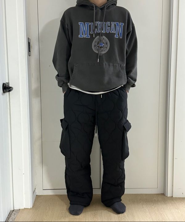 ★TRILLION★ Quilted Padded Warmer Banding Cargo Wide Pants MUSINSA | TRILLION Quilted Padded Warmer Banding Cargo Wide