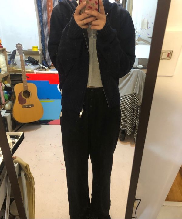 MUSINSA公式 | GLOWNY G CLASSIC KNIT ZIP UP (NAVY)