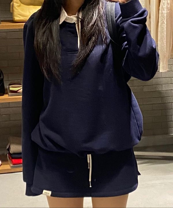 ★24-25AW新作★glowny★G CONTRAST POLO LONG SLEEVE MUSINSA | GLOWNY G CONTRAST POLO LONG SLEEVE (NAVY)