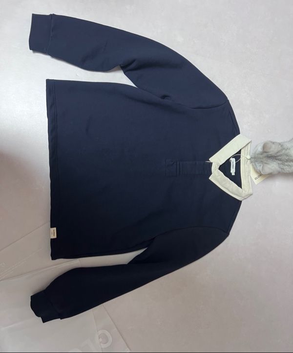 MUSINSA | GLOWNY G CONTRAST POLO LONG SLEEVE (NAVY)