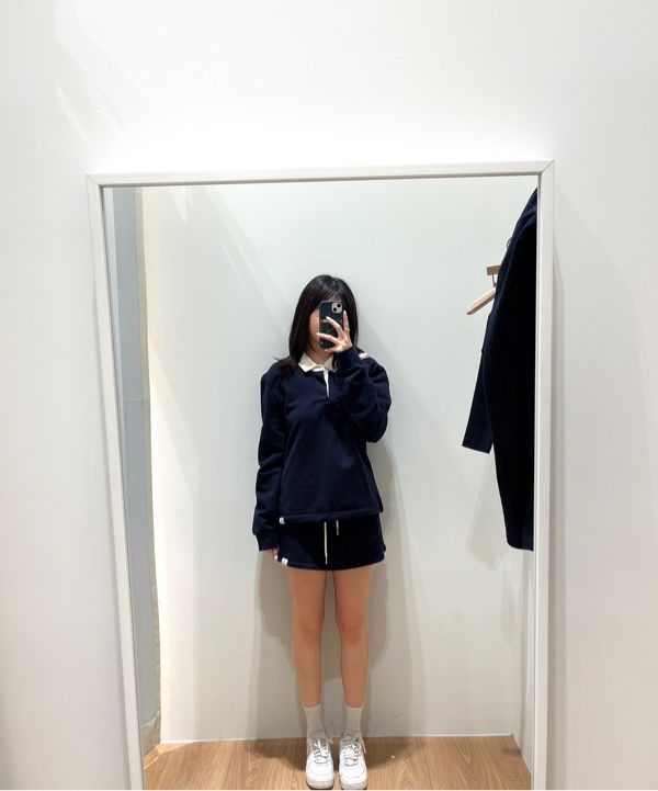MUSINSA | GLOWNY G DRAWSTRING SWEAT SKIRT (NAVY)