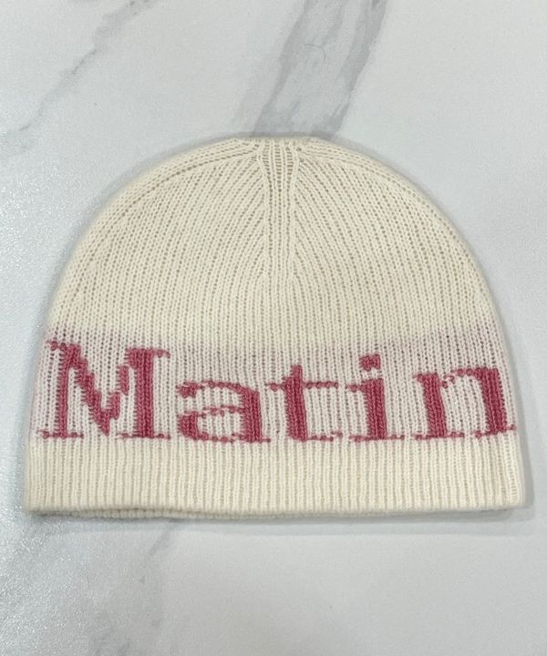MUSINSA公式 | MATIN KIM LOGO JACQUARD KNIT BEANIE IN IVORY