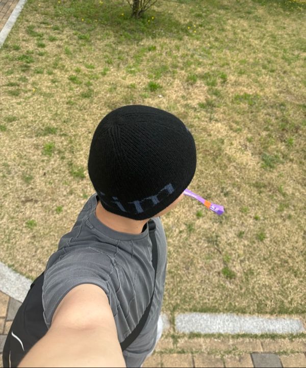 MUSINSA | MATIN KIM LOGO JACQUARD KNIT BEANIE IN IVORY