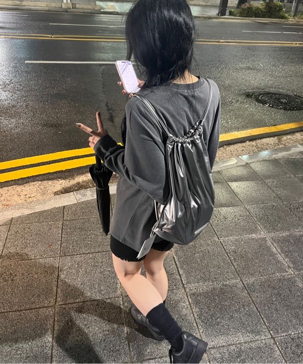 【Matin Kim】STRING COATING BACK PACK IN DARK SILVER MUSINSA | MATIN KIM STRING COATING BACK PACK IN DARK SILVER