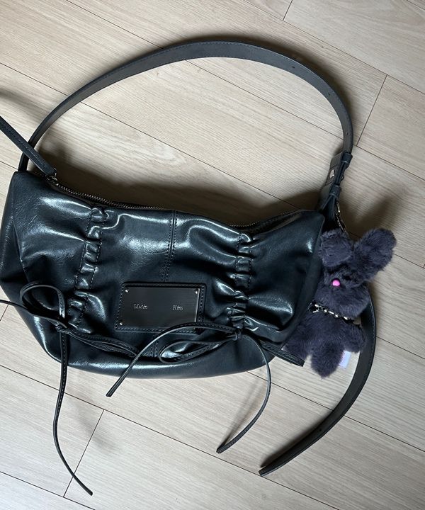 バッグ Matin Kim HALF SHIRRING RIBBON ROUND BAG Matin Kim Half Shirring Ribbon Round Bag Black Women's