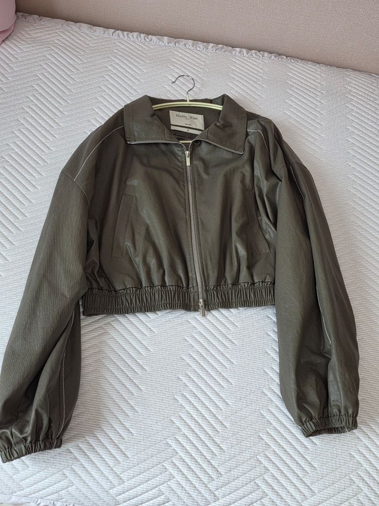 MUSINSA | MATIN KIM MATIN ROUGH COATING CROP BOMBER IN KHAKI