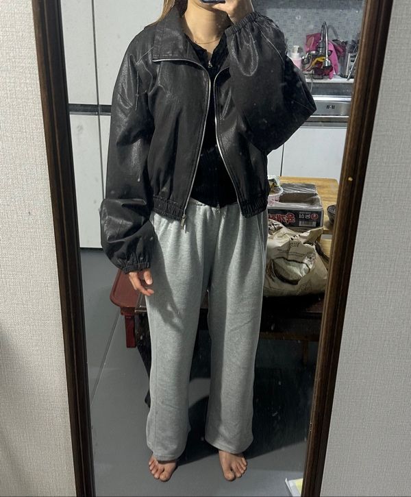 MUSINSA | MATIN KIM MATIN ROUGH COATING CROP BOMBER IN DARK BROWN