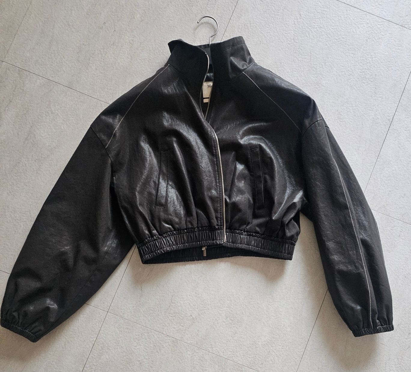 MUSINSA | MATIN KIM MATIN ROUGH COATING CROP BOMBER IN DARK BROWN