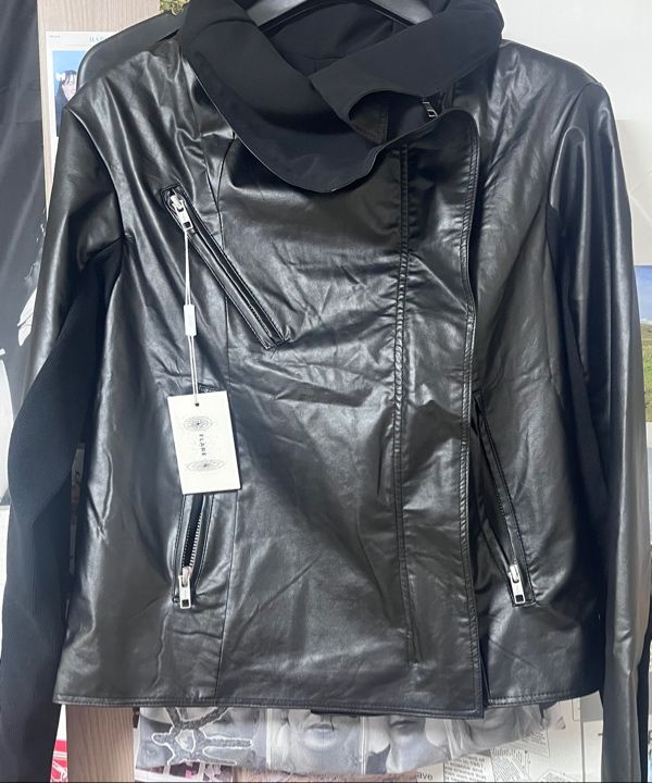 MUSINSA公式 | FLAREUP Asymmetrical Biker Leather Jacket (FL