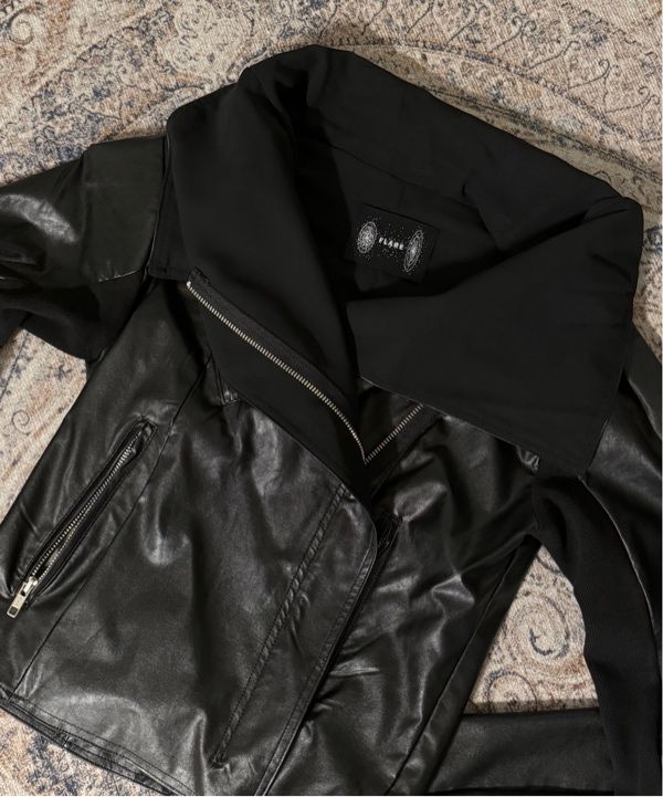 MUSINSA公式 | FLAREUP Asymmetrical Biker Leather Jacket (FL