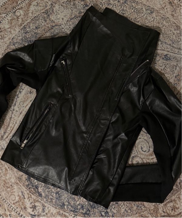 MUSINSA公式 | FLAREUP Asymmetrical Biker Leather Jacket (FL