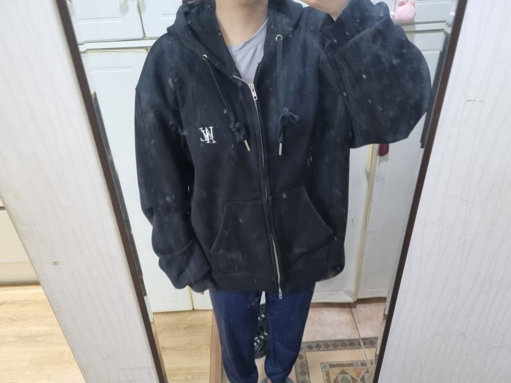 ジャケット WOOALONG Signature hood zipup NAVY MUSINSA | WOOALONG Signature fleece hood zip-up - NAVY