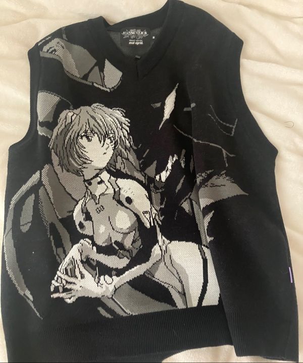 MUSINSA公式 | MAHAGRID EVANGELION KNIT VEST BLACK(MG2EFMK610B)