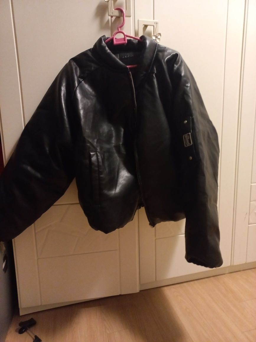 MUSINSA | BADBLOOD BS Leather Puffer MA-1 Jacket - Black