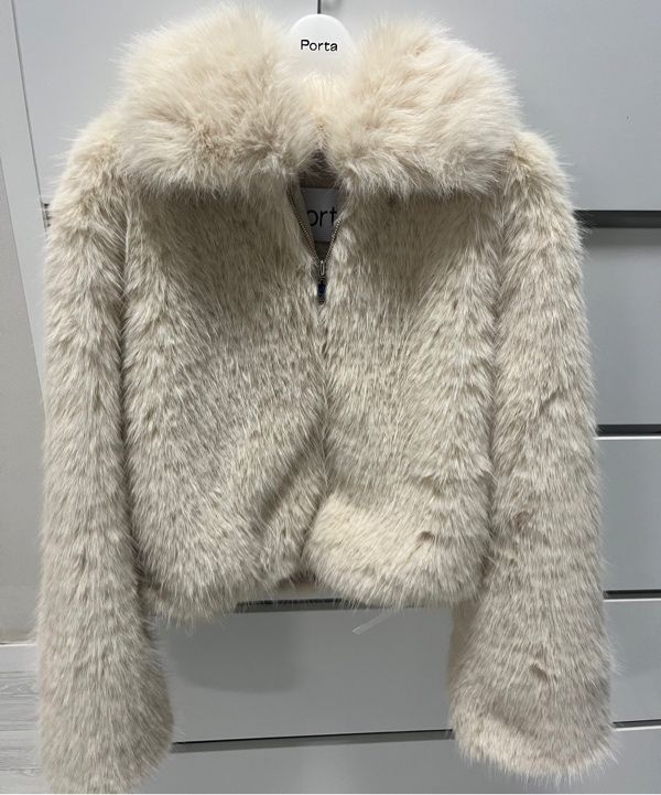 MUSINSA | PORTA COLLAR FAUX FUR JACKET, BLACK
