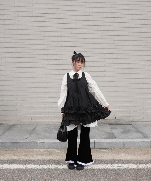 ワンピース sinoon Frill Sleeveless Dress (Black) MUSINSA公式 | SINOON [ILLIT WONHEE wearing] Frill Sleeveless