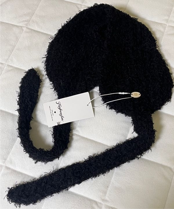 MUSINSA公式 | FUNFROMFUN TEXTURED KNIT EARMUFFS, BLACK