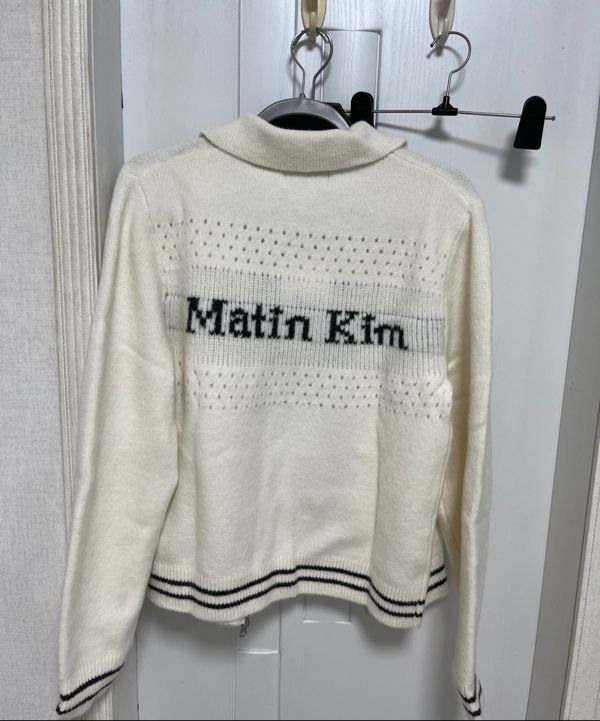 MUSINSA | MATIN KIM PUNCHING POINT LOGO KNIT CARDIGAN FOR WOMEN IN