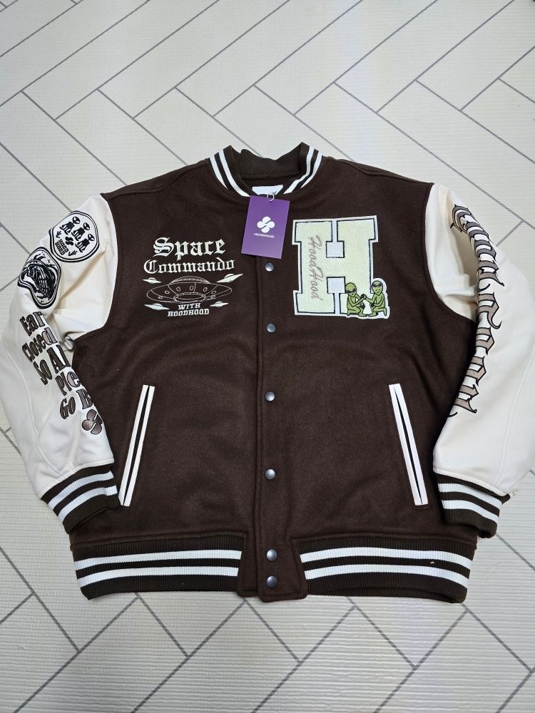 ☆韓国の人気☆【HOODHOOD】☆Space Villain Varsity Jacke.t☆ MUSINSA | HOODHOOD Space Villain Varsity Jacket Black