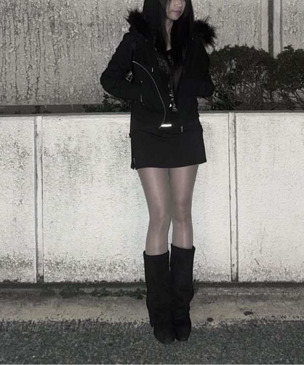 MUSINSA公式 | NOTKNOWING Rider Fur Hood Zip Up (BLACK)