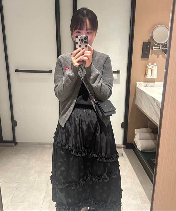 MUSINSA公式 | KOOKEESEE Dot Frill Cancan Long Skirt