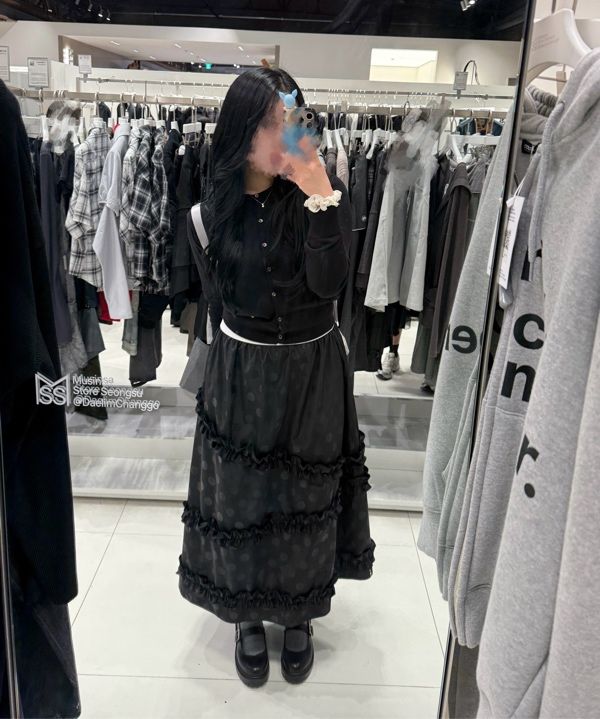 MUSINSA公式 | KOOKEESEE Dot Frill Cancan Long Skirt
