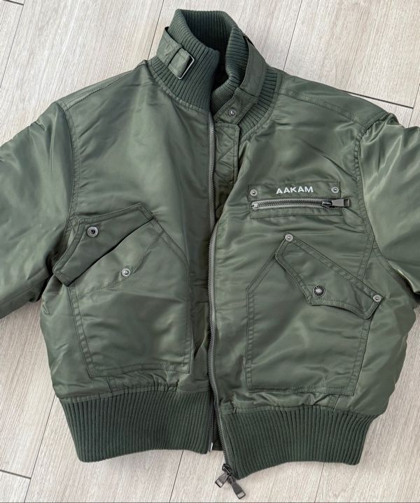 MUSINSA | AAKAM High-Neck Bomber Jacket (Khaki)