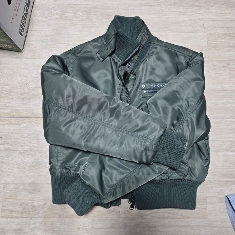 MUSINSA | AAKAM High-Neck Bomber Jacket (Khaki)