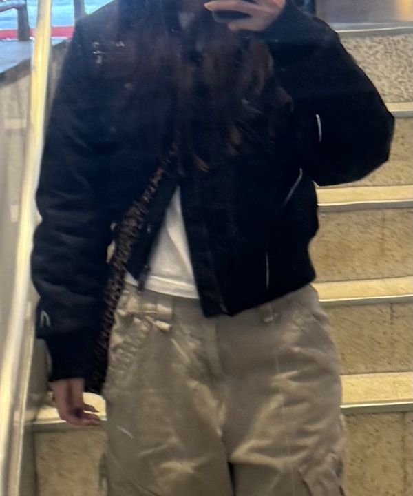 MUSINSA公式 | AAKAM High-Neck Bomber Jacket (Black)